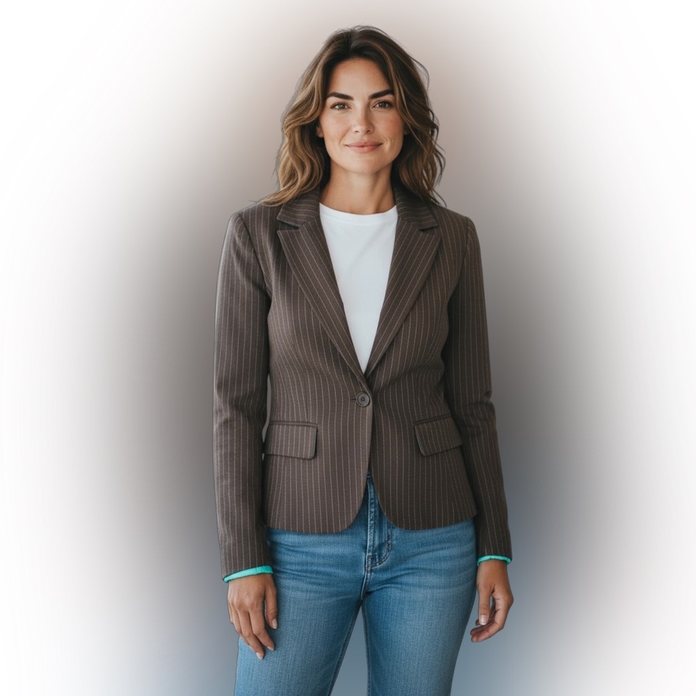 My Michelle Brown Striped Blazer